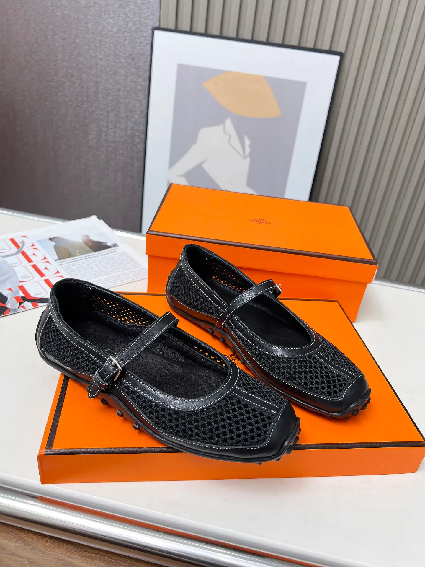 👟👟Ex-factory price 480👟👟Hermes New model! Original development, top layer cowhide! New crafting grid! In sheepskin, sheepskin padding! 35-41 yards
